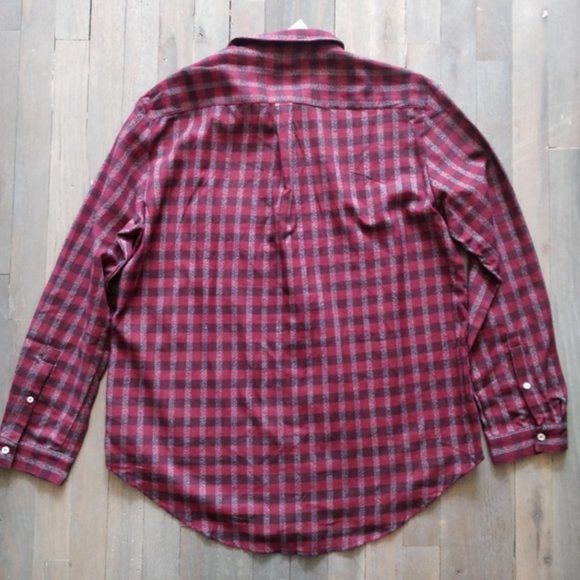 NWT Original American Apparel Check Plaid Button Up Blouse Black & Maroon Large - Picture 4 of 6